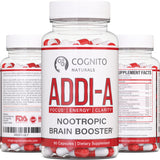 ADDI-A™ Adderall Style Nootropic Brain Booster [90ct] | 100% Natural Nootropics to Boost Focus, Energy & Clarity | #1 Brain Booster for College Students & Professionals | Premium Nootropic Supplement - Cognito Naturals